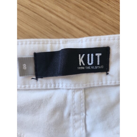 Kut From the Kloth Women's White Denim Shorts w/ Raw Hem Size 8 - Picture 6 of 7